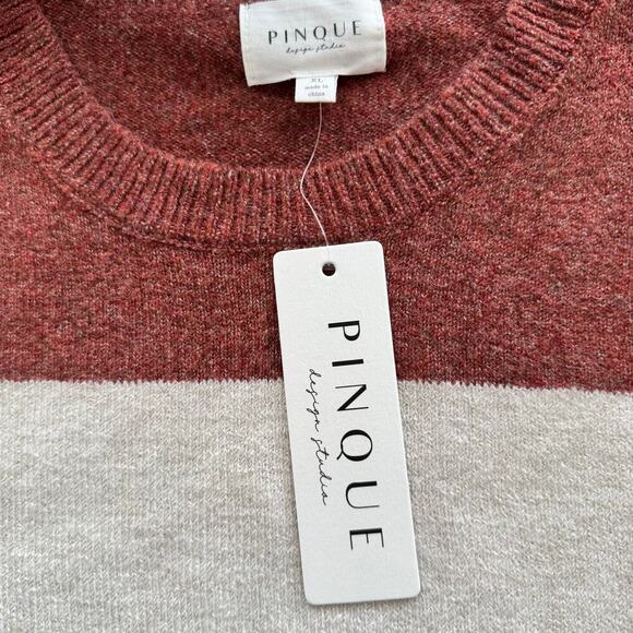 NWT Pinque Gina Crew Neck Block Stripped Sweater Rust Stone Combo Soft Size XL - Picture 6 of 10